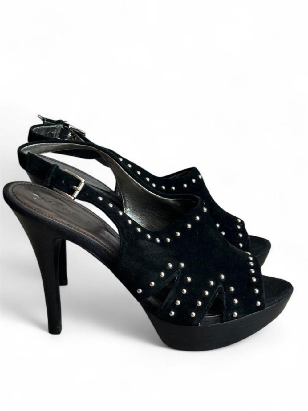 Marc Jacobs Black Studded Suede Platform Slingback Heels 7.5 - Picture 2 of 6